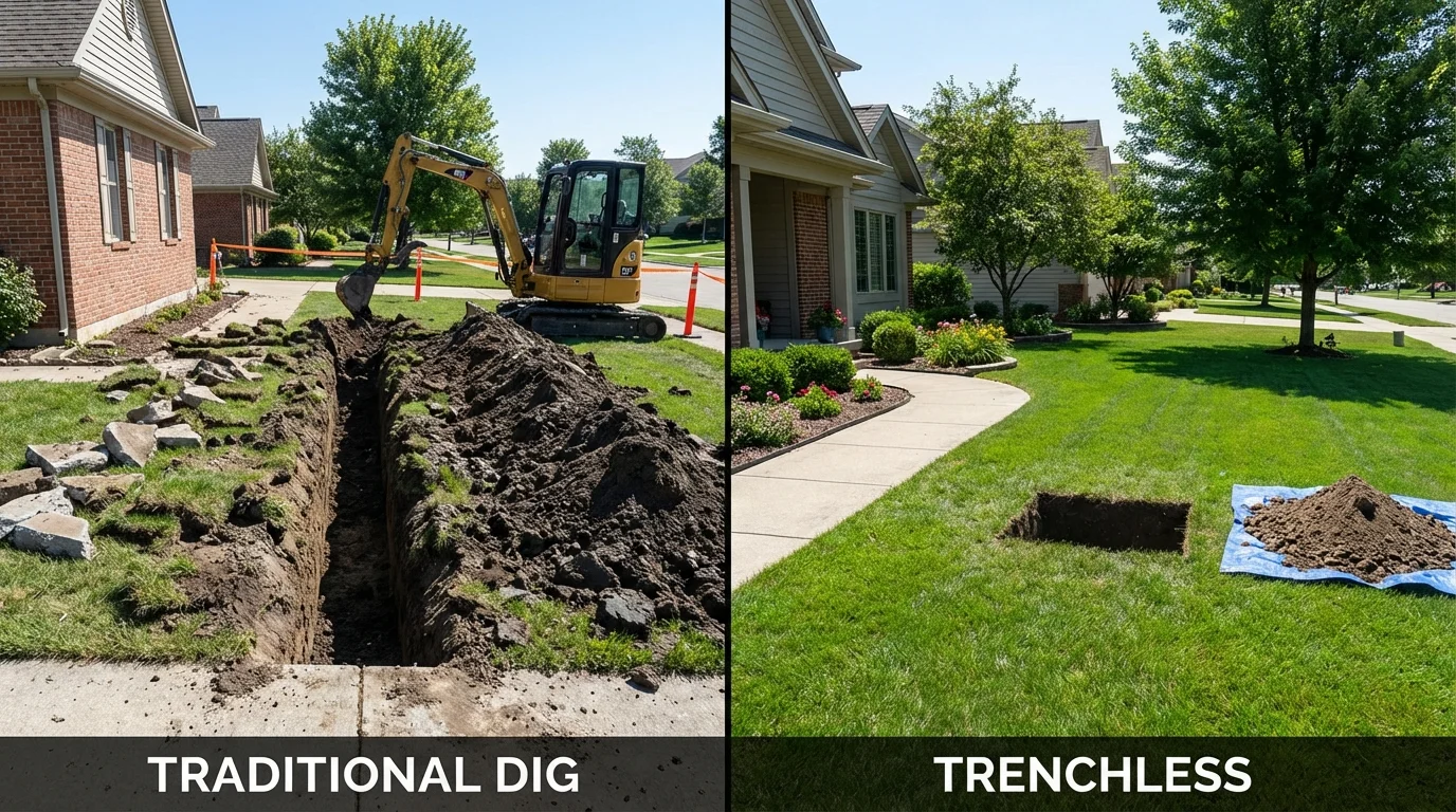 Trenchless sewer repair with minimal yard damage versus traditional excavation in Crystal River, FL